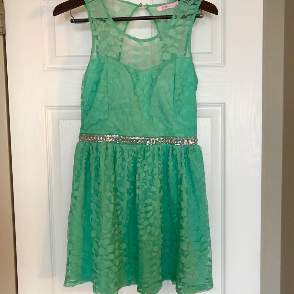 Teal lace dress